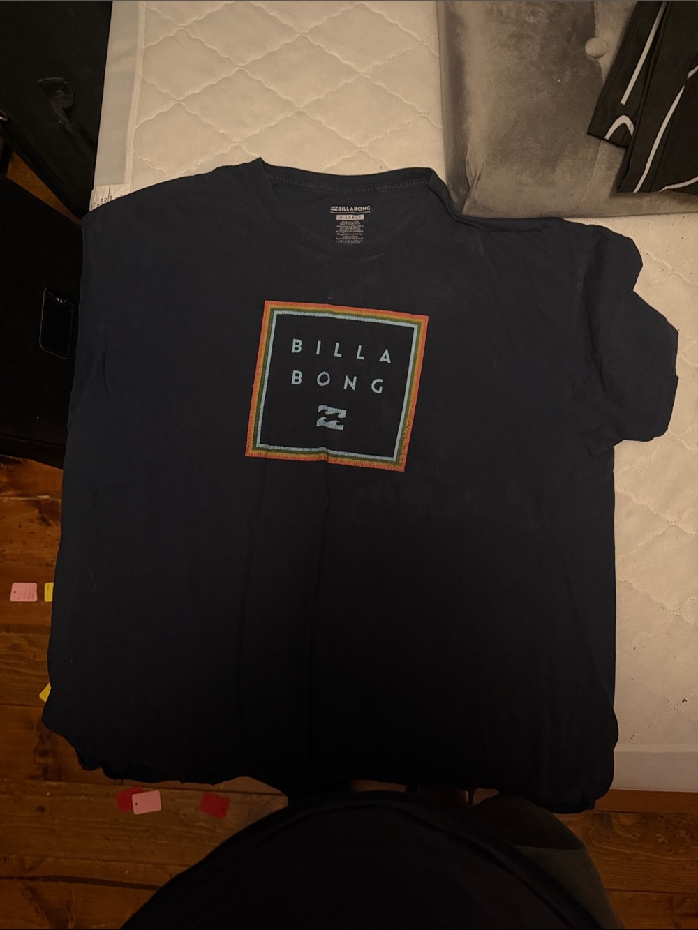 Billabong Navy Short-Sleeve Tee with Multicolor Square Logo